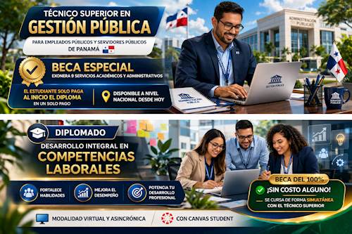 Empleados Públicos: Beca Especial Técnico Superior (+) Beca al 100% para Diplomado 